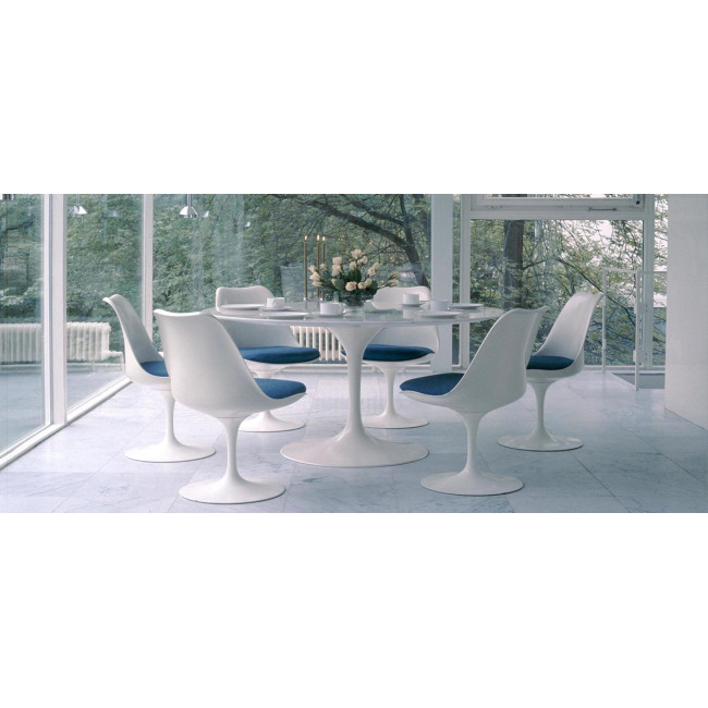 Table blanche ronde laquée 90cm Tulipe - Prix Choc !