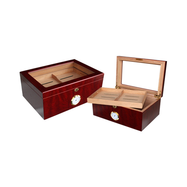 Cave à cigares vitrée en bois couleur ébène - En Stock !