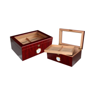 Cave à cigares vitrée en bois couleur ébène - En Stock !