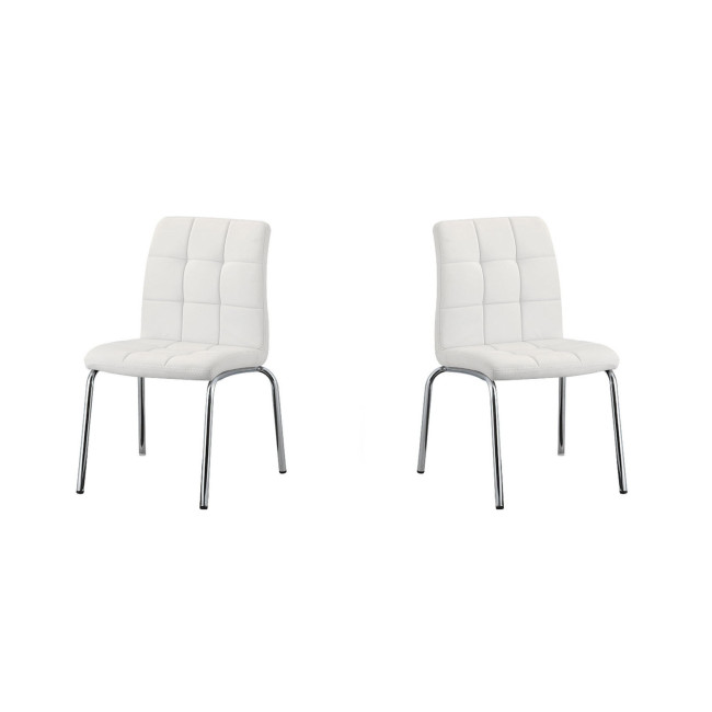 Chaise capitonnée blanche simili Nursia - Prix cassé !