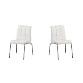 Chaise capitonnée blanche simili Nursia - Prix cassé !