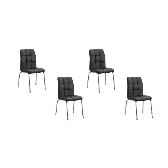 lot de 4 chaises matelassées noires  Nursia - Offre Discount