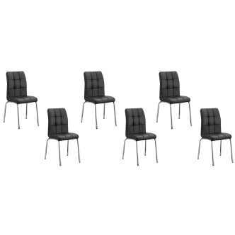 Lot de 6 chaises salle à manger noires Nursia - Prix Usine !