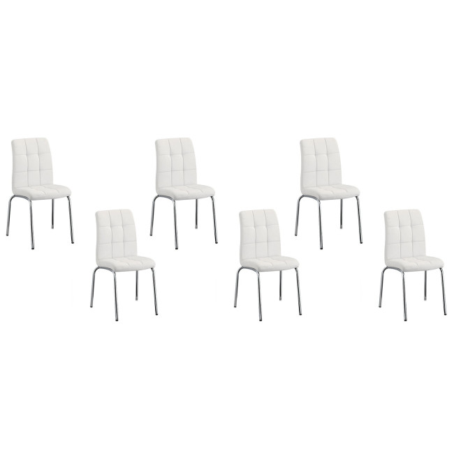 Lot de 6 chaises de cuisine blanches Nursia - Offre Imbattable