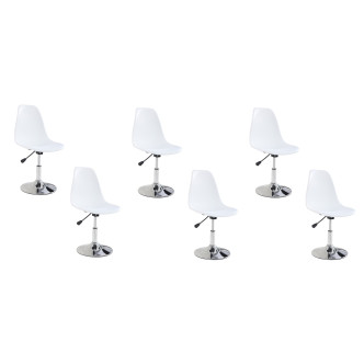 Lot de 6 chaises pivotantes blanches avec vérin - Soft