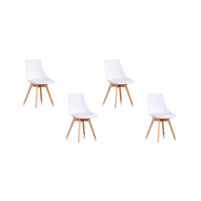 Lot de 4 chaises blanches scandinaves Prague - Prix Fous