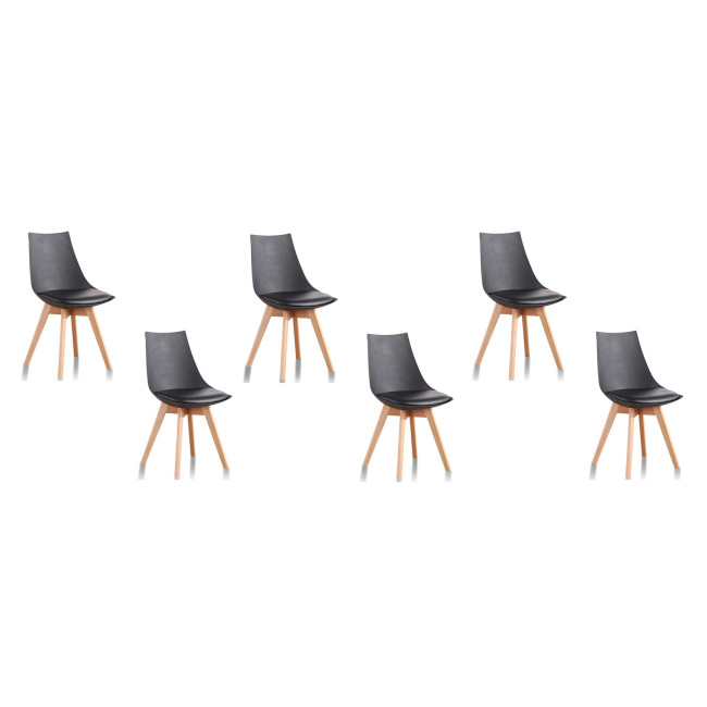 Lot de 6 chaises scandinaves noires Prague - Prix Discount !