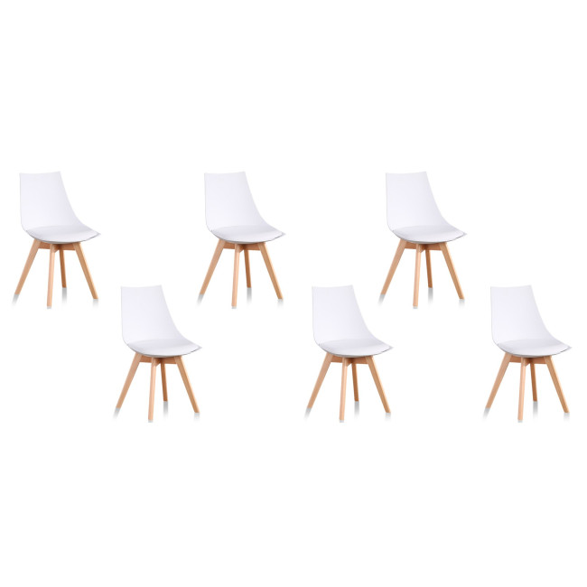 Lot de 6 chaises blanches scandinaves Prague - Prix en baisse !