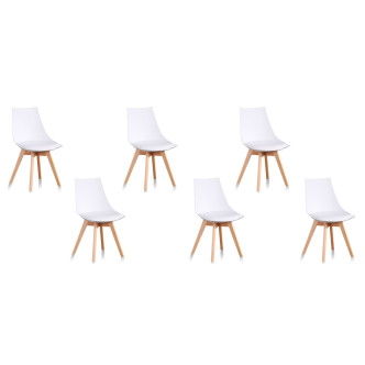 Lot de 6 chaises blanches scandinaves Prague - Prix en baisse !