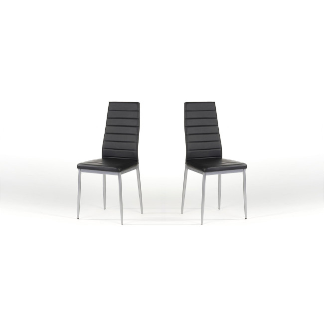 Chaise de salle à manger noire en simili Lena - Prix Imbattable