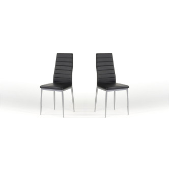 Chaise de salle à manger noire en simili Lena - Prix Imbattable