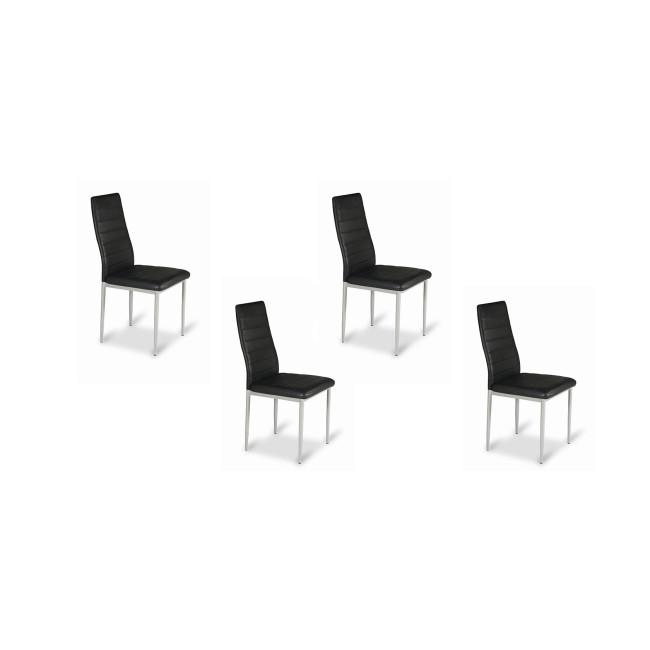 Lot de 4 chaises de cuisine noires Lena - Offre Imbattable !