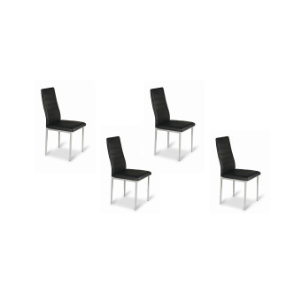 Lot de 4 chaises de cuisine noires Lena - Offre Imbattable !