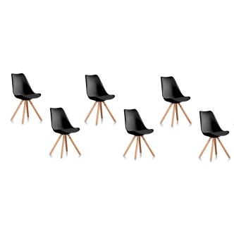 Lot 6 chaises scandinaves noires – Helsinki