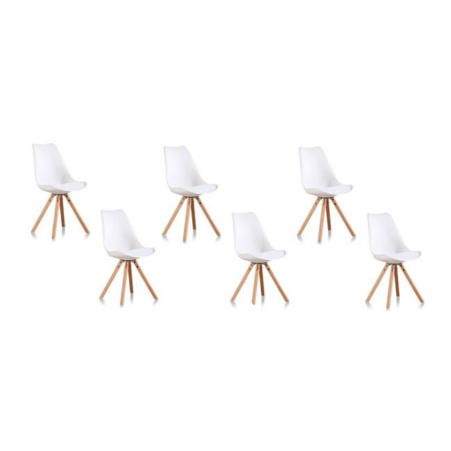 Lot 6 chaises scandinaves blanches retro – Helsinki 