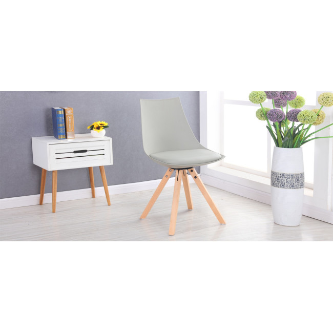 Chaise scandinave grise avec assise rembourrée Minsk| Offres limitées en stock !