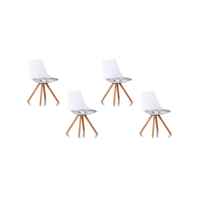 Lot de 4 chaises scandinaves motif journal Minsk - Style rétro