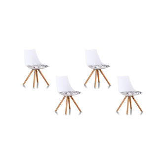 Lot de 4 chaises scandinaves motif journal Minsk - Style rétro