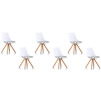 Lot de 6 chaises scandinaves motif journal Minsk - Prix fous !