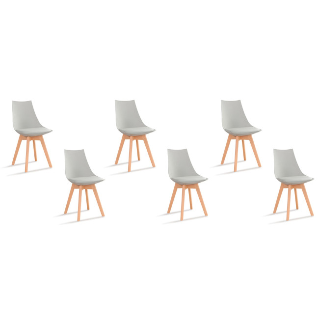 Lot de 6 chaises grises scandinaves Prague - Stock limité