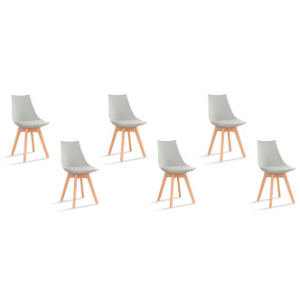 Lot de 6 chaises grises scandinaves Prague - Stock limité