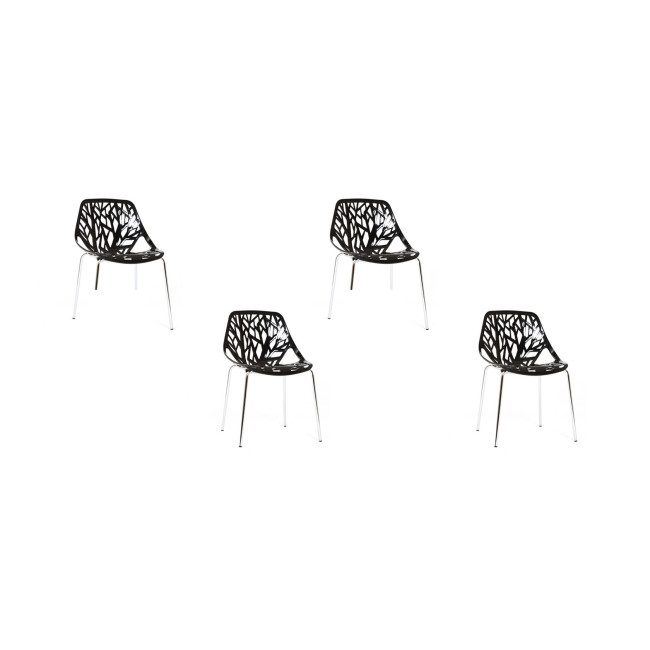 Lot de 4 chaises noires avec pieds en acier Lily - Offre à  saisir !