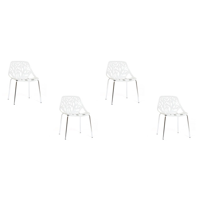 Lot de 4 chaises design blanches Lily - Offre Discount