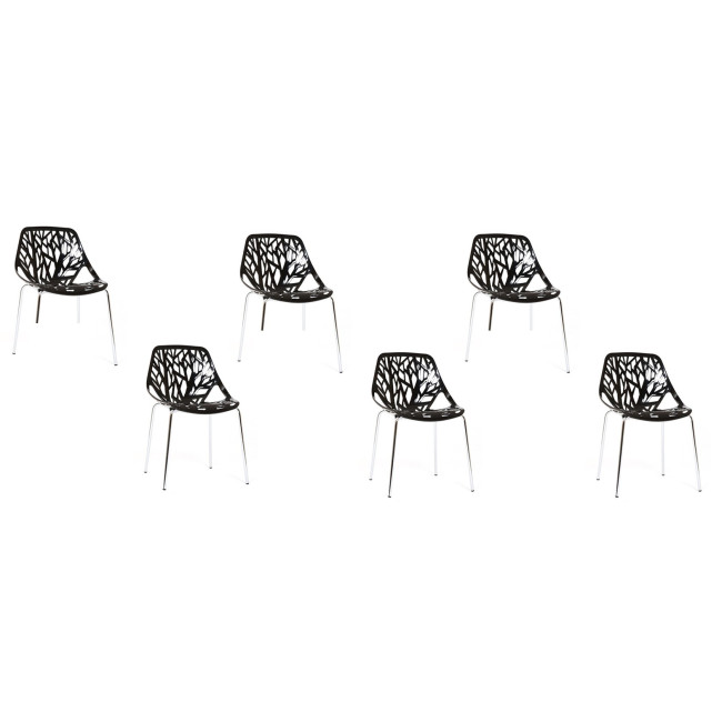 Lot de 6 chaises d’extérieur noires - Lily