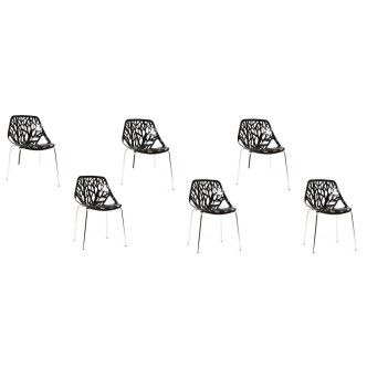 Lot de 6 chaises d’extérieur noires - Lily