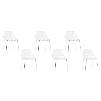 Lot de 6 chaises blanches Lily - Offre irrésistible