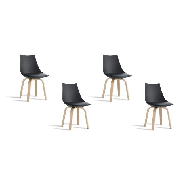 Lot de 4 chaises scandinaves noires Nicosie - Tendance Nordique