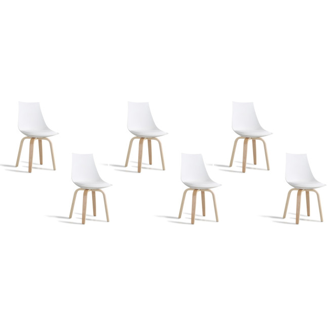 Lot de 6 chaises scandinaves blanches Nicosie - Design à prix discount !