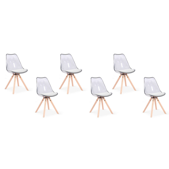 Lot de 6 chaises scandinaves transparentes Helsinki – Offre limitée