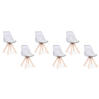 Lot de 6 chaises scandinaves transparentes Helsinki – Offre limitée