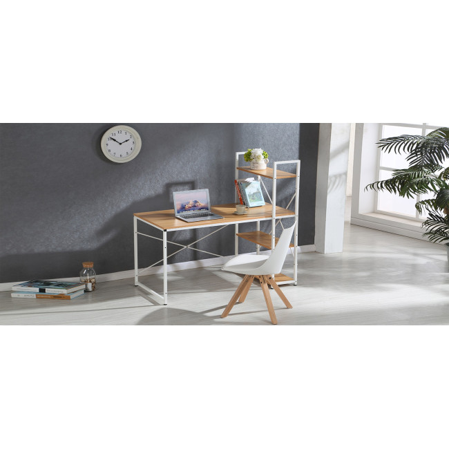 Bureau en bois et métal blanc Erevan - Style industriel