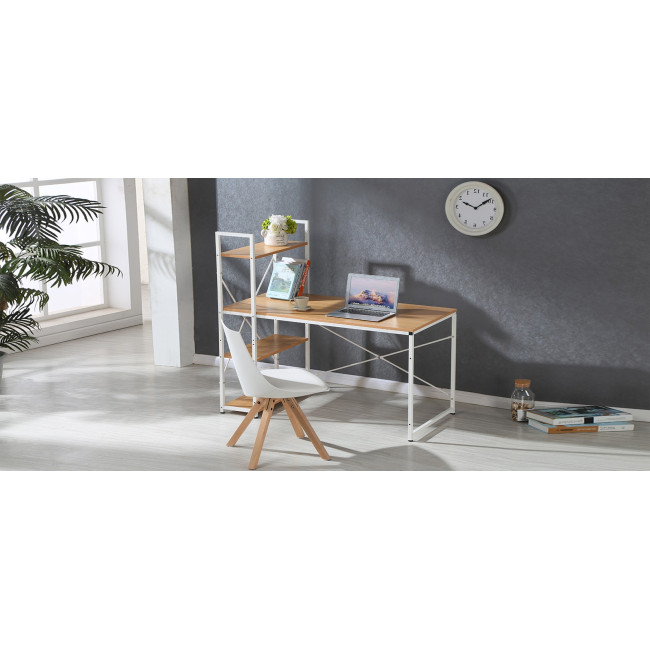 Bureau en bois et métal blanc Erevan - Style industriel