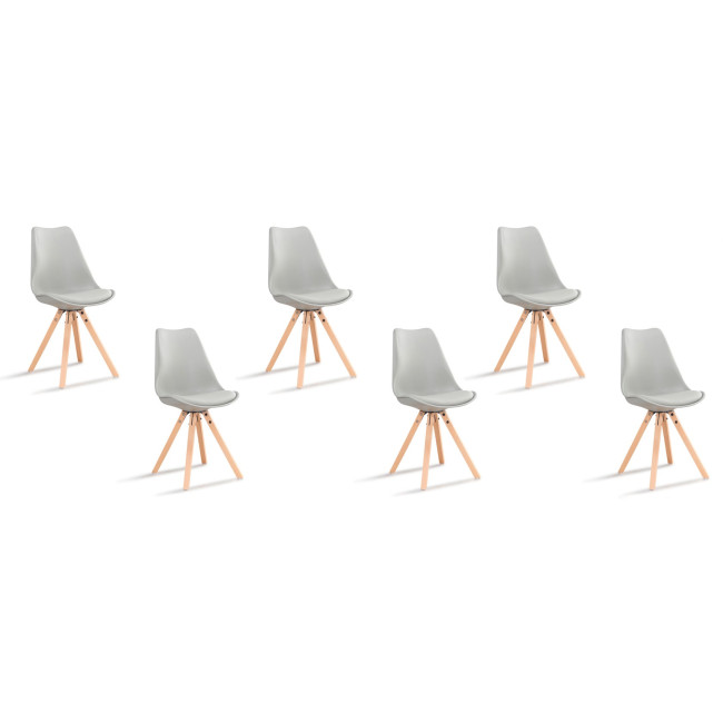 Lot de 6 chaises scandinaves grises - Helsinki