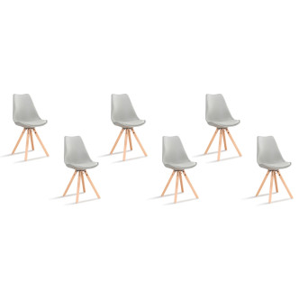 Lot de 6 chaises scandinaves grises - Helsinki