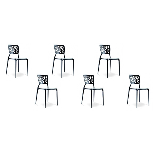 Lot de 6 chaises d’extérieur noires Verdi - Prix choc