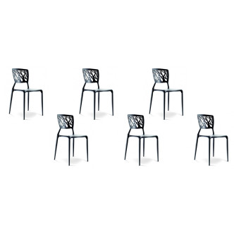 Lot de 6 chaises d’extérieur noires Verdi - Prix choc