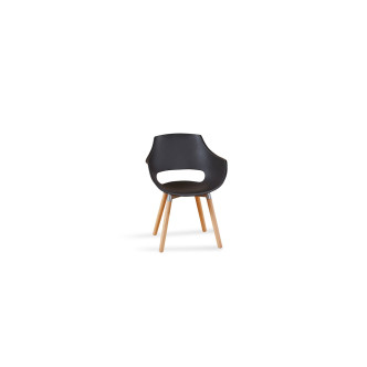 Fauteuil scandinave noir avec pieds en bois – Treia