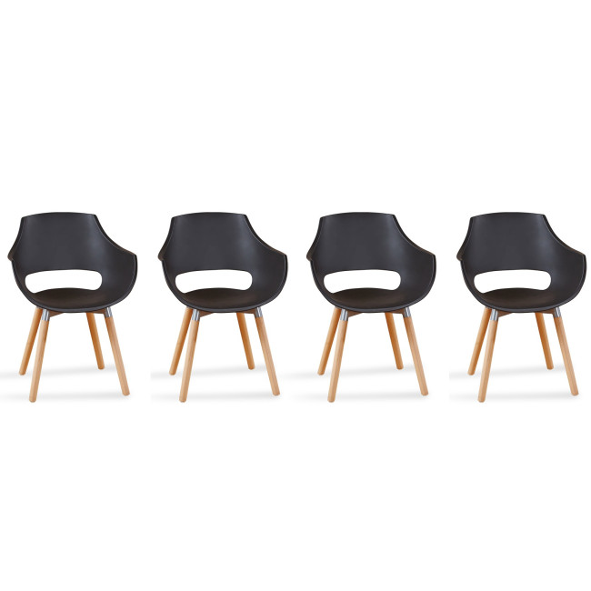 Lot de 4 fauteuils scandinaves noirs Treia - Offre Imbattable