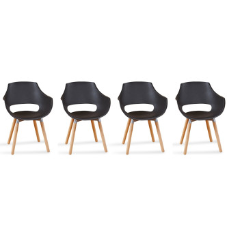 Lot de 4 fauteuils scandinaves noirs Treia - Offre Imbattable