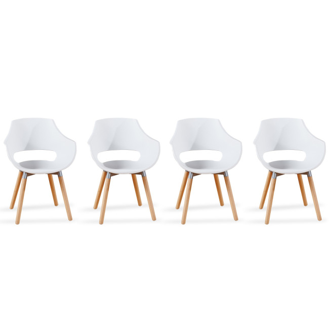 Lot de 4 fauteuils scandinaves blancs Treia - Prix Usine !
