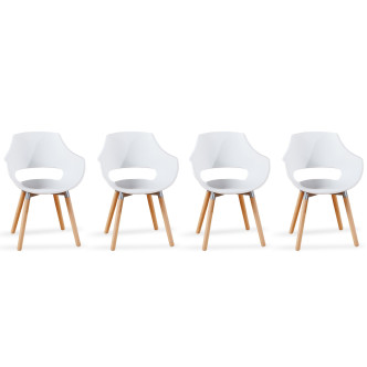 Lot de 4 fauteuils scandinaves blancs Treia - Prix Usine !