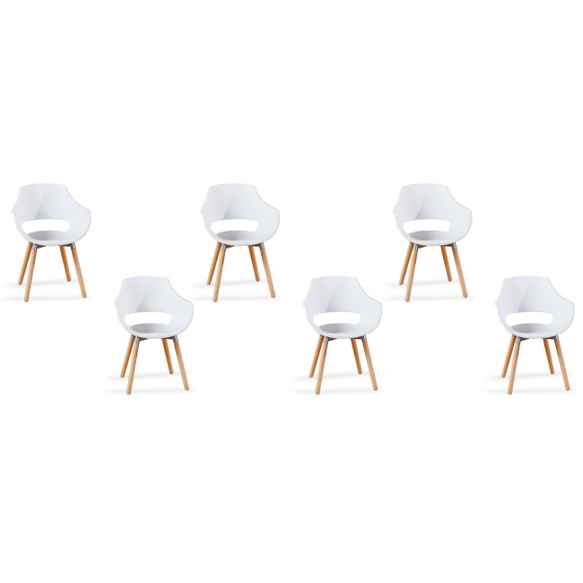 Lot de 6 fauteuils blancs de salle à manger -Treia