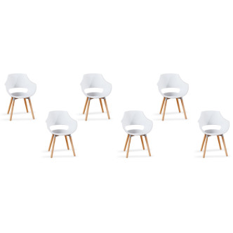 Lot de 6 fauteuils blancs de salle à manger -Treia