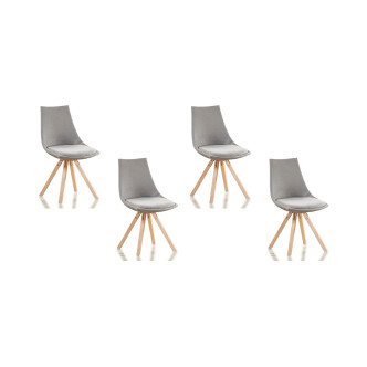 Lot de 4 chaises scandinaves en tissu gris Minsk - Prix Discount