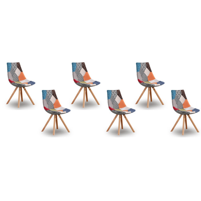 Lot de 6 chaises scandinaves patchwork Minsk – Tendance