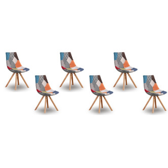 Lot de 6 chaises scandinaves patchwork Minsk – Tendance